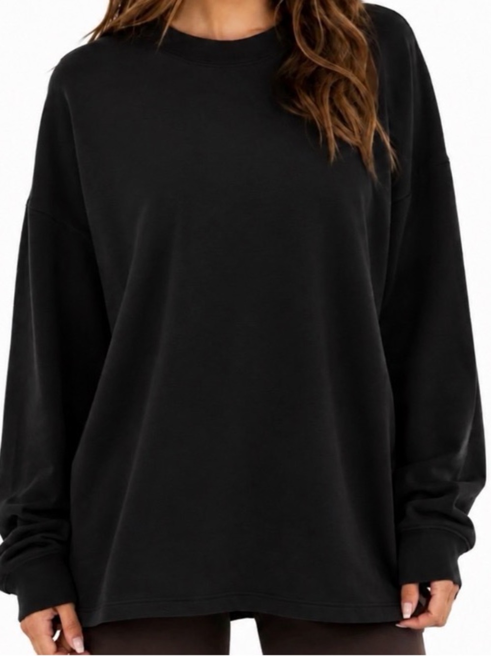 NWT Skims Heavy Cotton Jersey Oversized Long Sleeve T-Shirt Black Size S